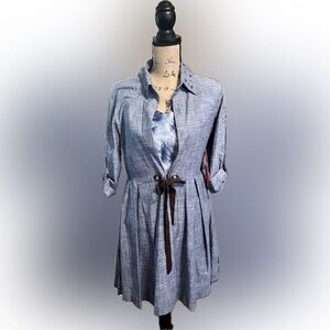 Indigo Soul Dress Jacket Denim Studded Pleats Size M Boho Long Sleeve Boutique